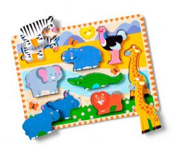 MELISSA AND DOUG - CASSE-TÊTE À GROSSES PIÈCES EN BOIS - ANIMAUX DE SAFARI